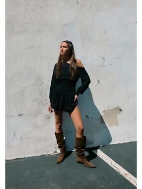 Free People Scorching Hot Long-Sleeve Mini Dress L